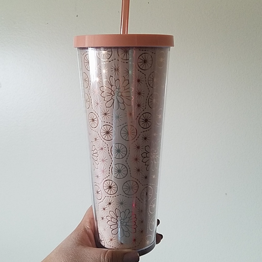 Starbucks rose gold floral design tumbler cup
